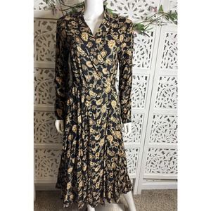Vintage 90s JRT Women’s Wrap Floral Cottage Core Midi Dress Size 10